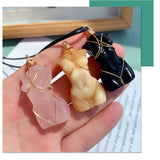 Body Shaped Crystal Necklace Wire Wrap Gemstone Pendant