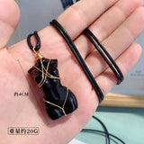 Body Shaped Crystal Necklace Wire Wrap Gemstone Pendant
