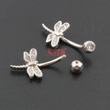 S925 Belly Button Ring Dragonfly 925 Sterling Silver 6-10mm Pin Fine Jewelry