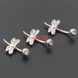 S925 Belly Button Ring Dragonfly 925 Sterling Silver 6-10mm Pin Fine Jewelry