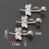 S925 Belly Button Ring Dragonfly 925 Sterling Silver 6-10mm Pin Fine Jewelry