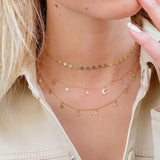 925 Silver Cross Chain Choker Necklace Moon Star Horn Pendant
