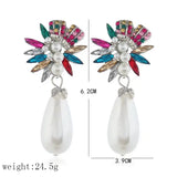 Bohe Crystal Geometric Flower Stud Earrings Wedding Accessories