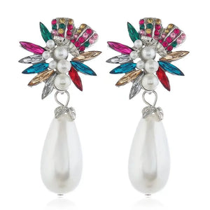 Bohe Crystal Geometric Flower Stud Earrings Wedding Accessories