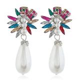 Bohe Crystal Geometric Flower Stud Earrings Wedding Accessories