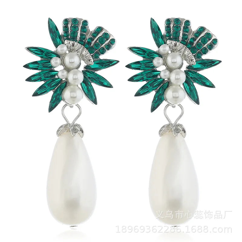 Bohe Crystal Geometric Flower Stud Earrings Wedding Accessories