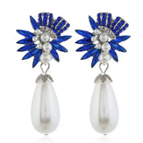 Bohe Crystal Geometric Flower Stud Earrings Wedding Accessories