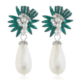 Bohe Crystal Geometric Flower Stud Earrings Wedding Accessories