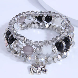 Bohemain Resin Rhinestone Charm Bracelets - Multilayer Elastic Strand Bracelets