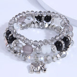 Bohemain Resin Rhinestone Charm Bracelets - Multilayer Elastic Strand Bracelets