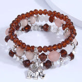 Bohemain Resin Rhinestone Charm Bracelets - Multilayer Elastic Strand Bracelets