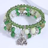 Bohemain Resin Rhinestone Charm Bracelets - Multilayer Elastic Strand Bracelets