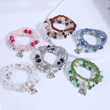 Bohemain Resin Rhinestone Charm Bracelets - Multilayer Elastic Strand Bracelets