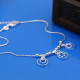 925 Sterling Silver Plum Flower Anklet Women Beach Foot Jewelry