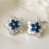 Bohemia 925 Silver Snowflake Stud Earrings Gemstone Vintage Party Jewelry
