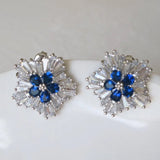 Bohemia 925 Silver Snowflake Stud Earrings Gemstone Vintage Party Jewelry