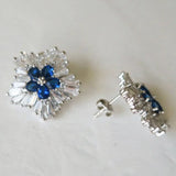 Bohemia 925 Silver Snowflake Stud Earrings Gemstone Vintage Party Jewelry