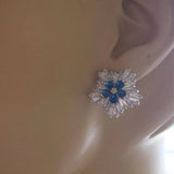 Bohemia 925 Silver Snowflake Stud Earrings Gemstone Vintage Party Jewelry