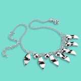 Bohemia 925 Sterling Silver Chain Leaf Pendant Ankle Bracelet