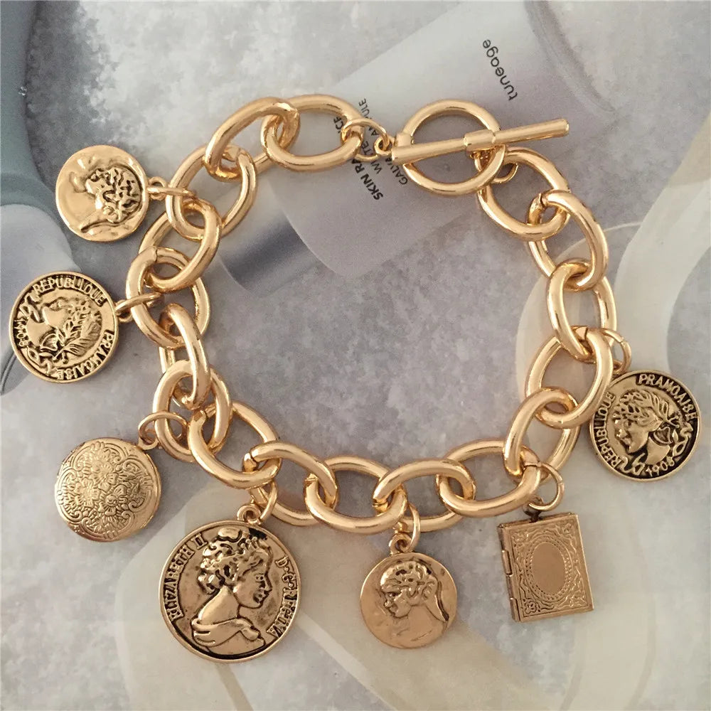 Bohemia Antique Coin Charm Bracelet Women