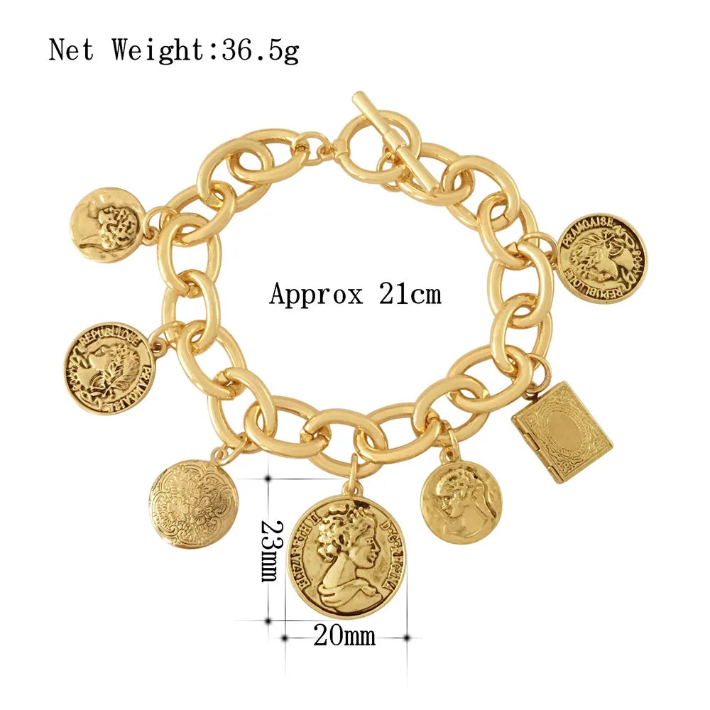 Bohemia Antique Coin Charm Bracelet Women