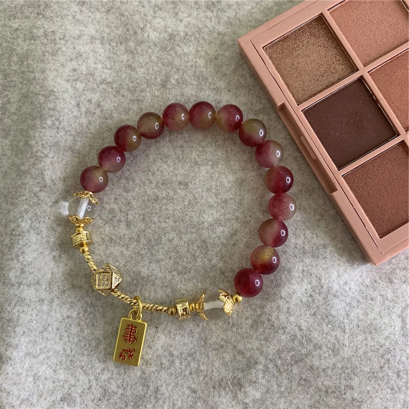 Bohemia Rainbow Tourmaline Jades 8mm Round Crystal Stone Beads Pendant Bracelet