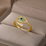 Bohemia Evil Eye Ring Adjustable Tibetan Silver Wedding Band Jewelry