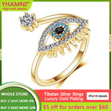 Bohemia Evil Eye Ring Adjustable Tibetan Silver Wedding Band Jewelry
