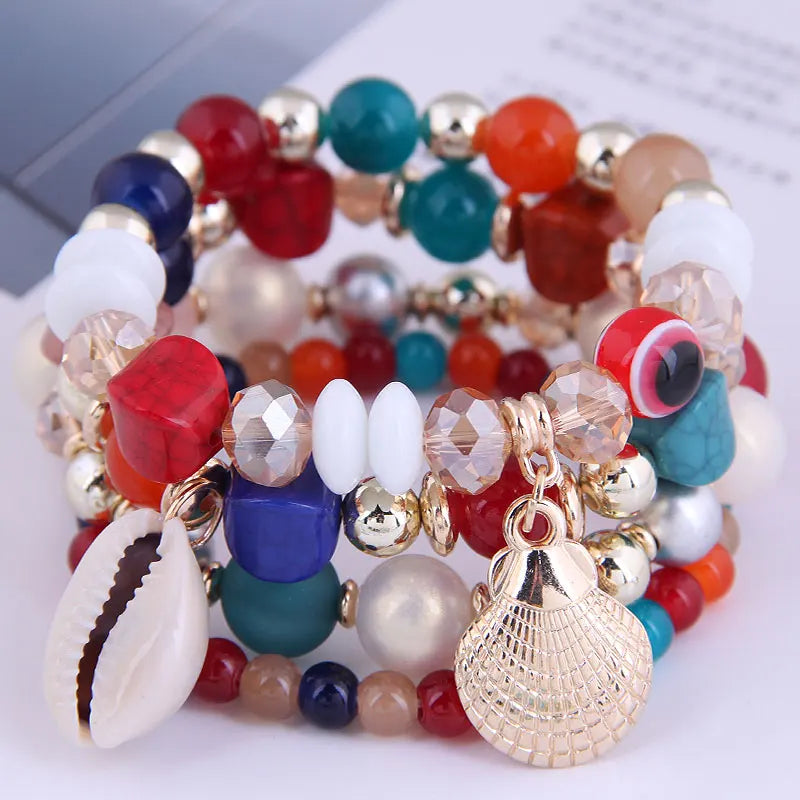Bohemia Resin Beads Bracelet Shell Charm Bracelet Women Bijoux Jewelry
