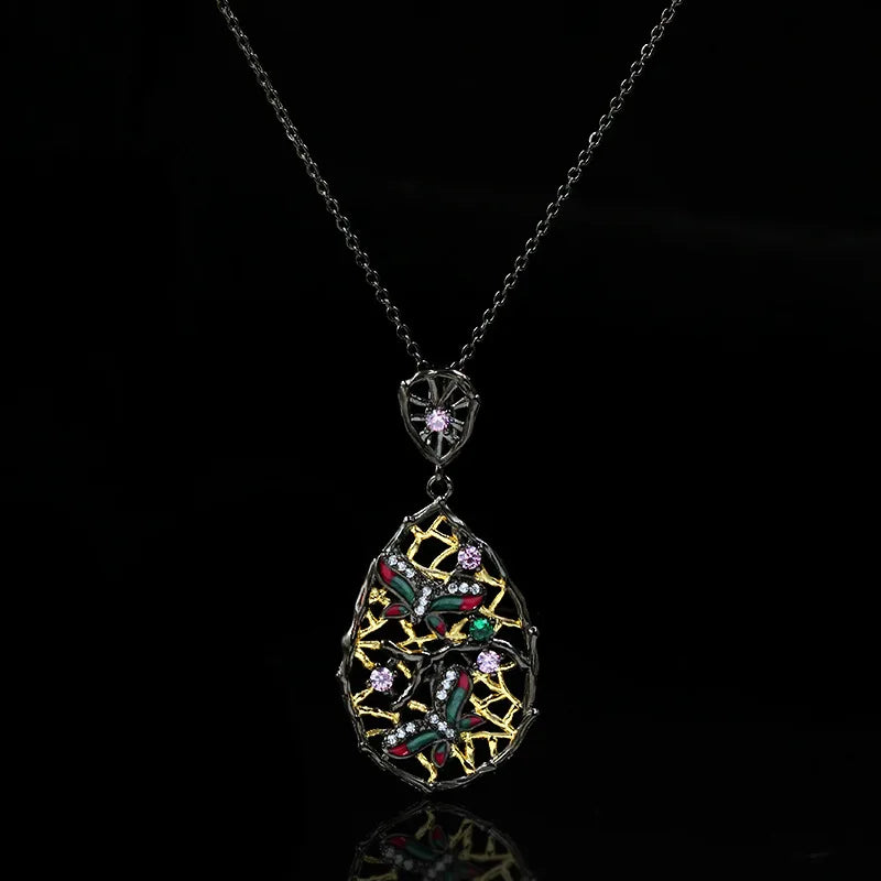 Bohemia Butterfly Pendant Necklace Ethnic Style Zircon Chokers