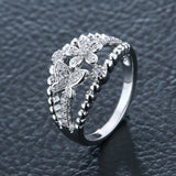 Bohemia Butterfly Zircon Women Ring Wide Rhinestone Flower
