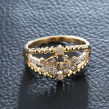 Bohemia Butterfly Zircon Women Ring Wide Rhinestone Flower