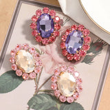 Bohemia Colorful Crystal Oval Square Gemstone Stud Earrings