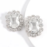 Bohemia Colorful Crystal Oval Square Gemstone Stud Earrings