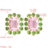 Bohemia Colorful Crystal Oval Square Gemstone Stud Earrings