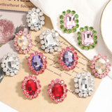 Bohemia Colorful Crystal Oval Square Gemstone Stud Earrings