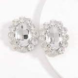 Bohemia Colorful Crystal Oval Square Gemstone Stud Earrings