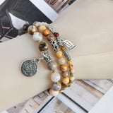 Bohemia Women Bracelet Multilayer Beads Stone Bracelet Tree Yoga Pendant