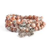 Bohemia Women Bracelet Multilayer Beads Stone Bracelet Tree Yoga Pendant