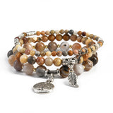 Bohemia Women Bracelet Multilayer Beads Stone Bracelet Tree Yoga Pendant