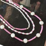 Bohemia Creamy Pink Clay Pearl Layered Necklace