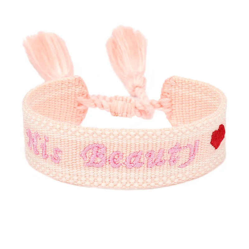 Bohemia Embroidery Love Heart Couple Bracelet Tassel Jewelry