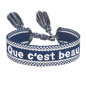 Bohemia Embroidery French Letter Bracelet With Tassel