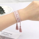 Bohemia Embroidery French Letter Bracelet With Tassel