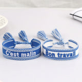 Bohemia Embroidery French Letter Bracelet With Tassel