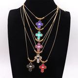 Bohemia Cross Pendant Necklace Choker for Women Stainless Steel Jewelry