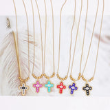 Bohemia Cross Pendant Necklace Choker for Women Stainless Steel Jewelry