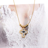 Bohemia Cross Pendant Necklace Choker for Women Stainless Steel Jewelry