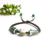 Bohemia Lucky Cat Ceramic Beads Bracelet Carp Flags Red Rope Bangle Jewelry