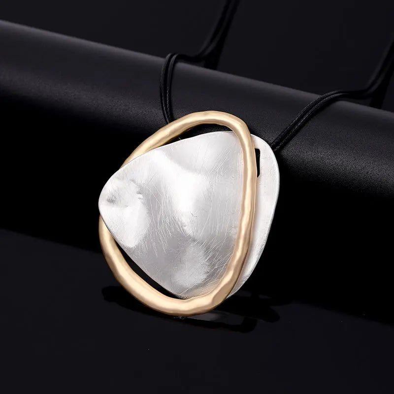 Bohemia Double Layer Triangle Circle Pendant Necklaces Punk Jewelry